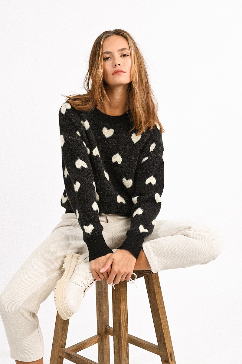 Baby Heart Sweater in Black