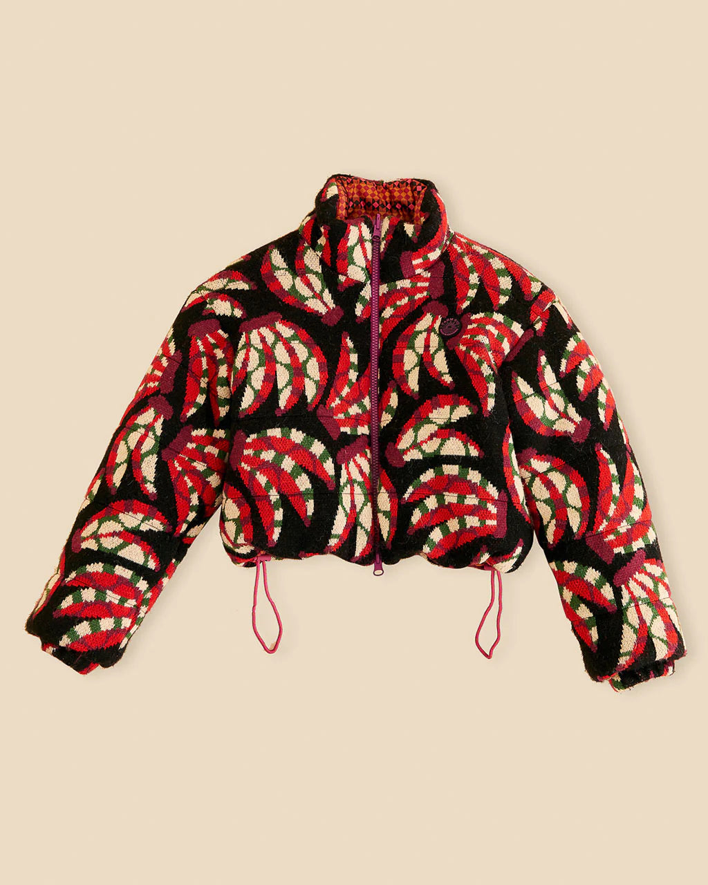Banana Dots Tricot Reversible Puffer Jacket in Multi