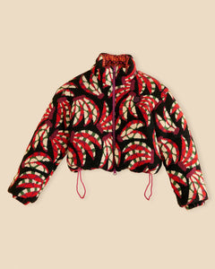 Banana Dots Tricot Reversible Puffer Jacket in Multi
