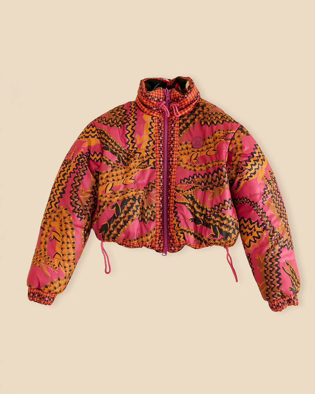Banana Dots Tricot Reversible Puffer Jacket in Multi
