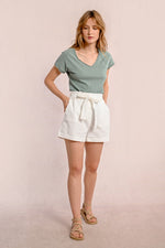 Load image into Gallery viewer, Paper Bag Waist Shorts in White
