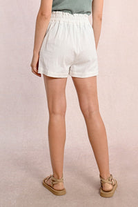 Paper Bag Waist Shorts in White