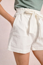 Load image into Gallery viewer, Paper Bag Waist Shorts in White
