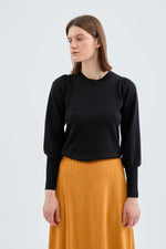 Load image into Gallery viewer, Blouson Sleeve Sweater in Black
