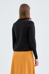 Blouson Sleeve Sweater in Black