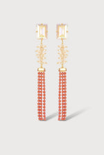 Load image into Gallery viewer, Long Shine Earrings in Peach/Coral
