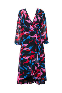 Bridge Maxi Dress in Multi Squiggle Leaves