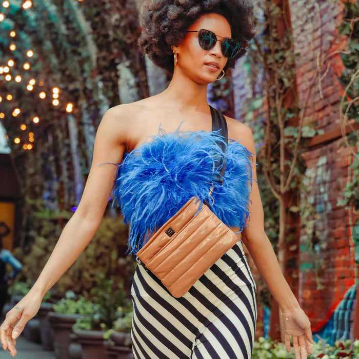 Bum Bag/Crossbody in Dark Nude Patent