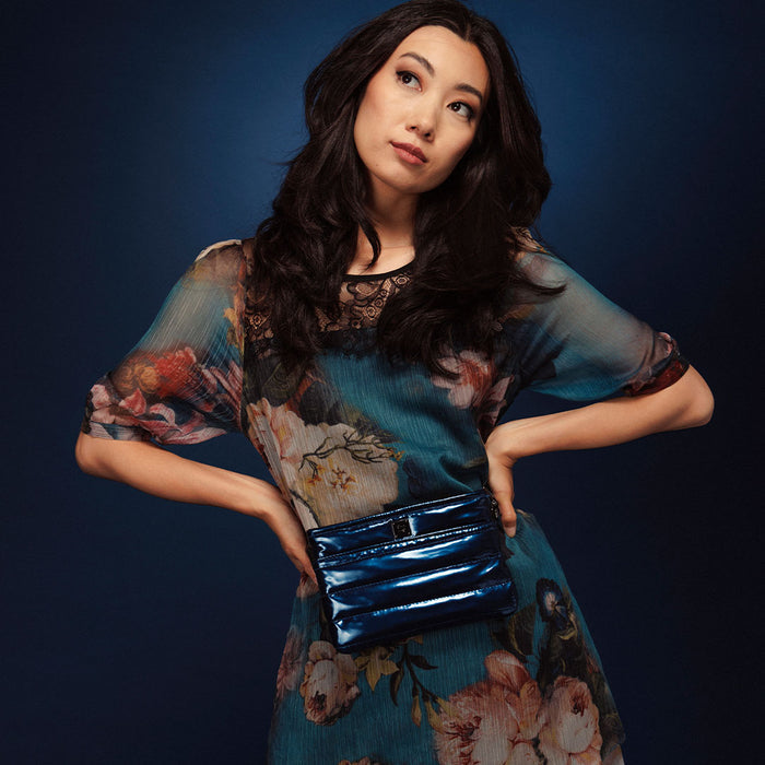 Bum Bag/Crossbody in Glossy Navy Patent