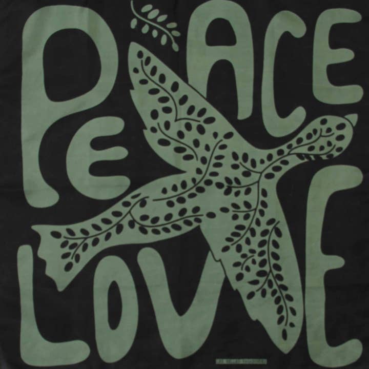 Mini Peace and Love Scarf in Khaki