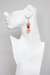 Salmon and Red Faceted Earrings