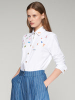 Load image into Gallery viewer, Embroidered Petra Shirt in Punto Blanco
