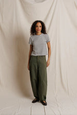 Load image into Gallery viewer, Carter Cotton Jersey Striped Tee in Natural/Black Stripe
