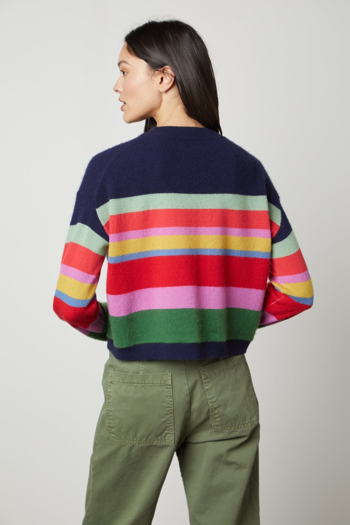 Kacey Longsleeve Stripe Crew Sweater in Multi