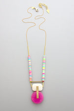 Load image into Gallery viewer, Fuchsia Jade and White Stone Pendant Necklace
