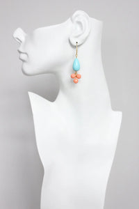 Turquoise and Salmon Drop Earrings