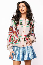 Load image into Gallery viewer, Cajun Christmas Icon Cardigan in Ivory
