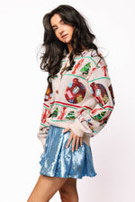 Load image into Gallery viewer, Cajun Christmas Icon Cardigan in Ivory

