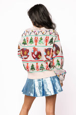 Load image into Gallery viewer, Cajun Christmas Icon Cardigan in Ivory

