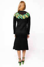 Load image into Gallery viewer, Sequin Wreath with Bow Knit Midi Dress in Black, Green and Red
