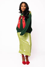 Load image into Gallery viewer, Wreath Around Neck Sweater in Dark Green &amp; Red

