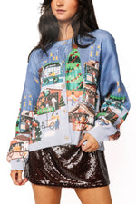 Load image into Gallery viewer, Christmas Market Cardigan Sweater in Dark Blue
