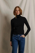 Load image into Gallery viewer, Cindy Striped Turtleneck in Black/Natural
