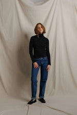 Load image into Gallery viewer, Cindy Striped Turtleneck in Black/Natural
