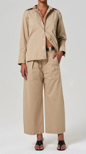 Cara Cropped Pleated Trouser in Catalina