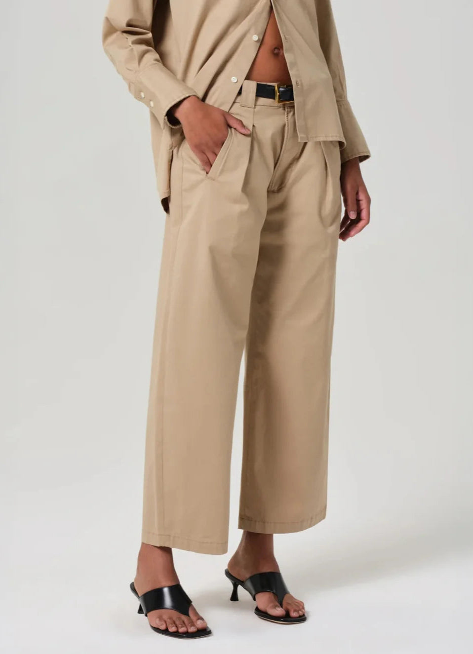 Cara Cropped Pleated Trouser in Catalina