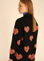 Load image into Gallery viewer, 3D Hearts Sweater Coat in Black
