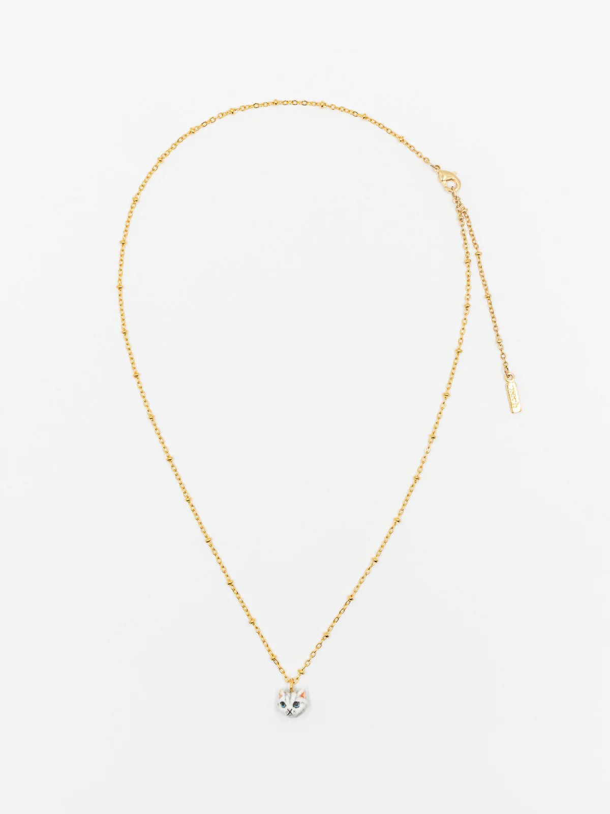 Grey Tabby Cat Head Necklace