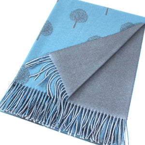 Small Tree of Life Scarf in Teal Blue