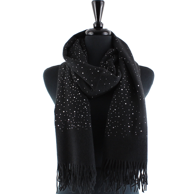 Mischa Rhinestone Scarf in Black