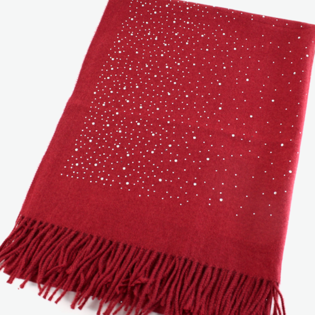 Mischa Rhinestone Scarf in Dark Red