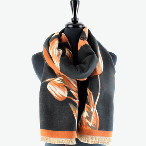 Ice Tulips Scarf in Black Combo