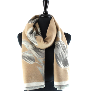 Ice Tulips Scarf in Beige Combo