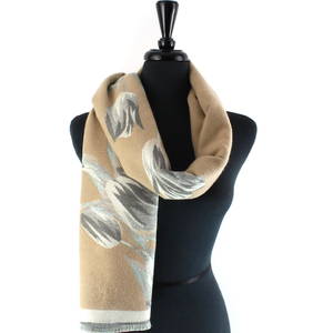 Ice Tulips Scarf in Beige Combo