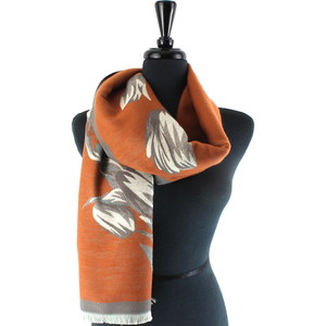 Ice Tulips Scarf in Rust/Grey