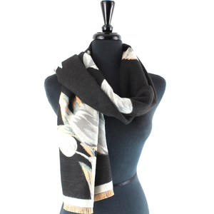 Ice Tulips Scarf in Black and Grey