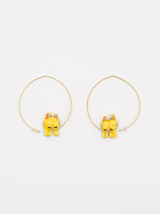 Yellow Parrot Couple Earrings
