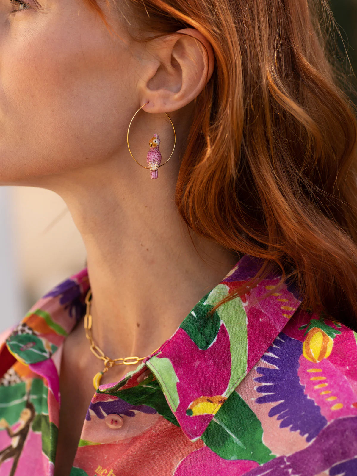 Pink Cockatoo Hoop Earrings