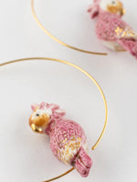 Load image into Gallery viewer, Pink Cockatoo Hoop Earrings
