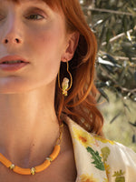 Load image into Gallery viewer, Pair of Parakeets on Heart Hoop Earrings
