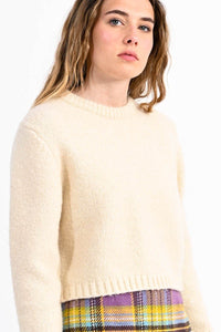 Cropped Basic Sweater in Cream