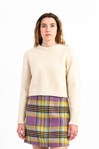 Cropped Basic Sweater in Cream
