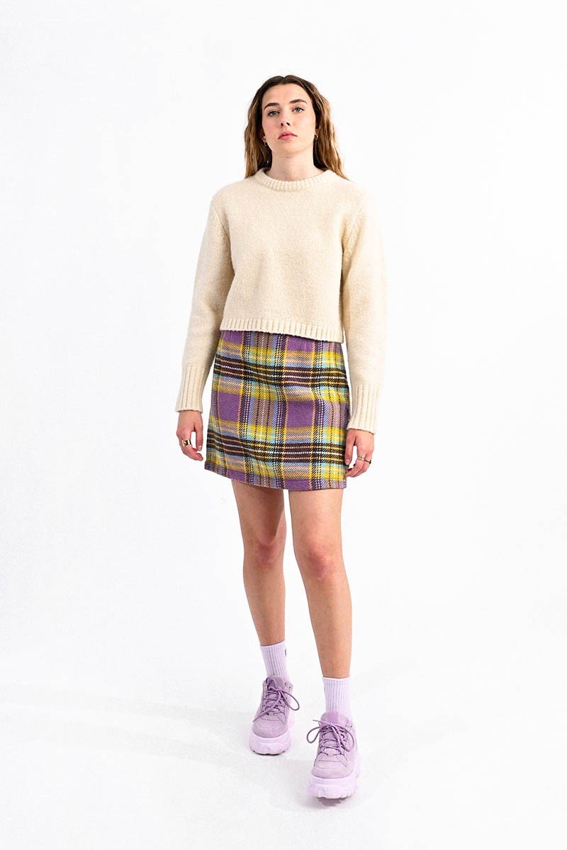 Cropped Basic Sweater in Cream