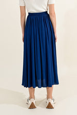 Load image into Gallery viewer, Crumpled-Effect Midi Skirt in Navy Blue
