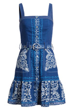 Load image into Gallery viewer, Anise Belted Mini Dress in Navy Multi
