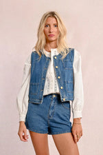 Load image into Gallery viewer, Sleeveless Denim Vest in Blue
